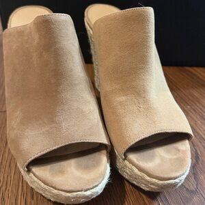 Michael Kors Camel Suede Platform Mules